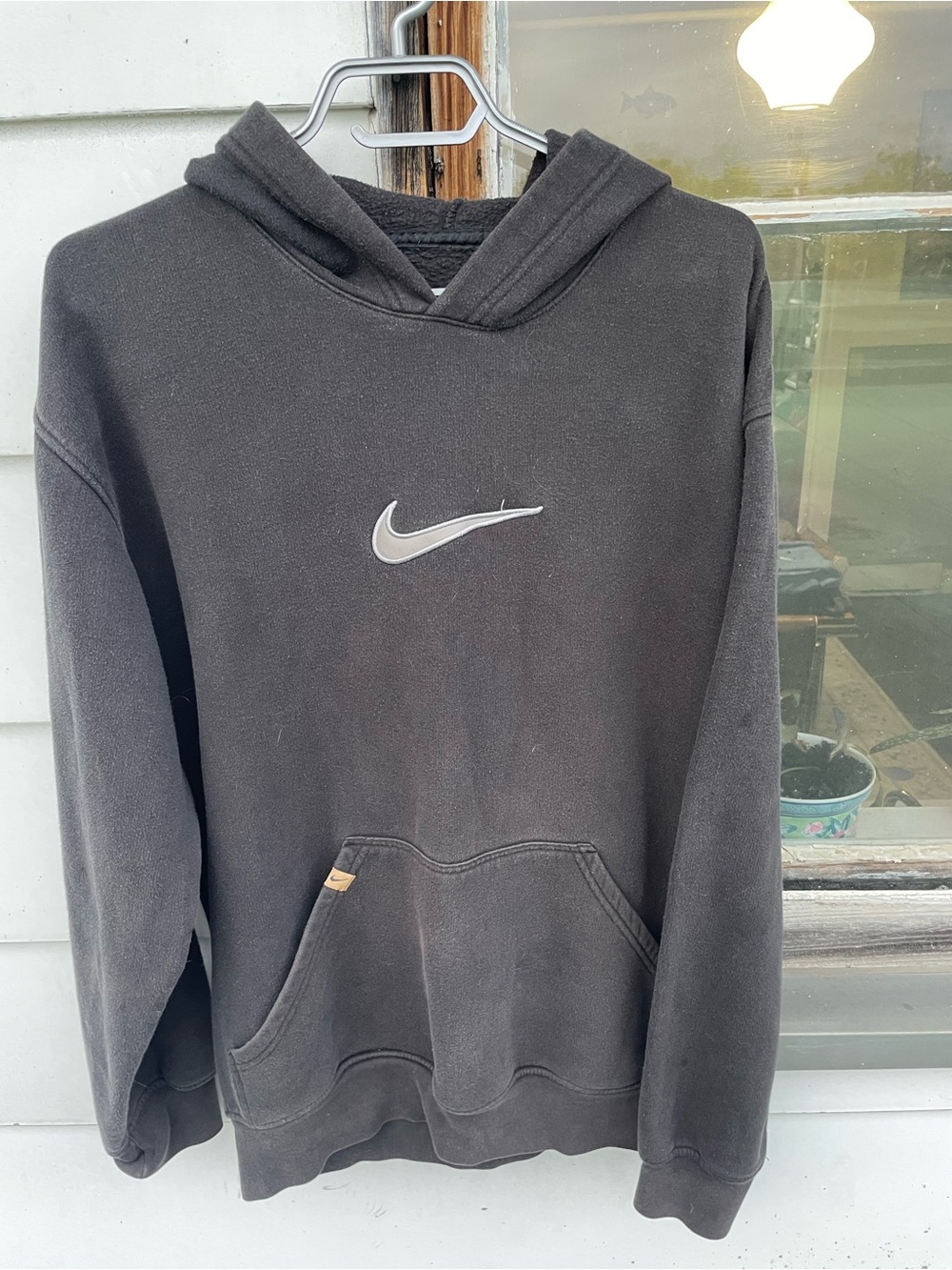 Vintage Nike Center Swoosh Faded Black Hoodie Oversized